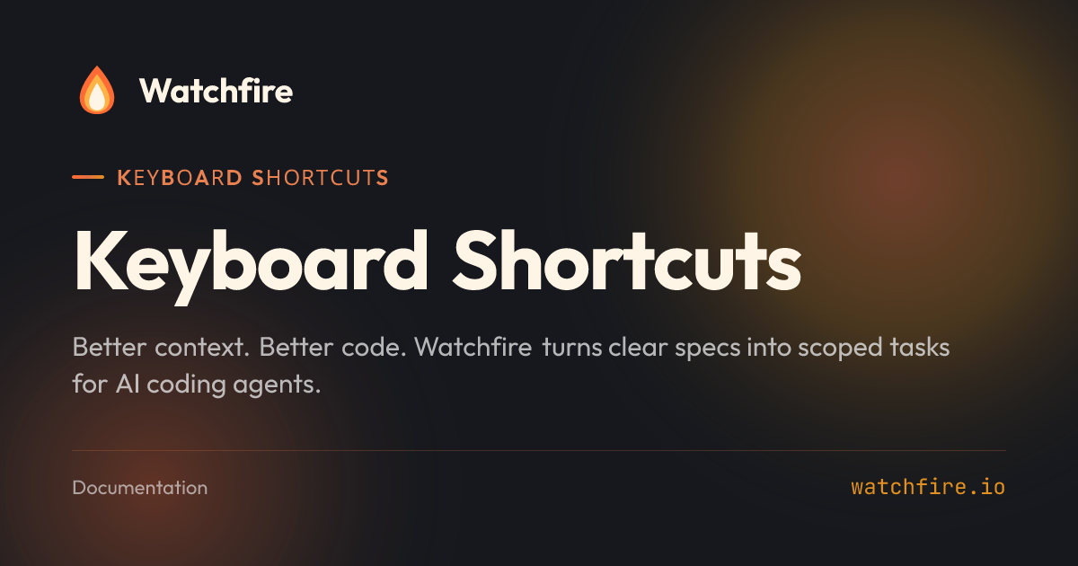 Keyboard Shortcuts | Watchfire Docs